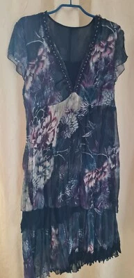 Biba Crashkleid Größe 46 Schwarz Violett Damenkleid-Elegant-Hochzeit gefüttert - Bild 1 von 4