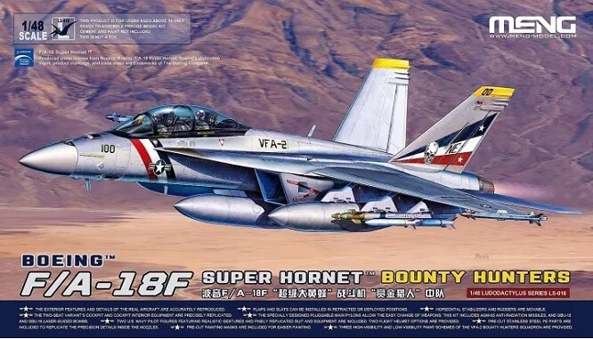 Meng-Model LS-016- 1:48 Boeing F. / A-18F Eccellente Hornet,Bounty Hunters - Neu - Immagine 1 di 1