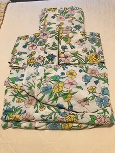 Vtg SEARS PERCALE Floral SET Twin Fitted Flat Sheets 2 Pillow Cases GROOVY HIP - Picture 1 of 24