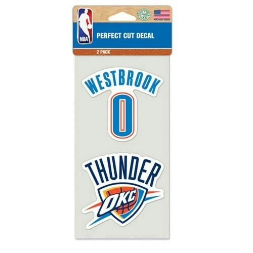 RUSSELL WESTBROOK OKLAHOMA CITY THUNDER 2 PIECE PERFECT CUT DECAL SHEET  - Image 1 of 1