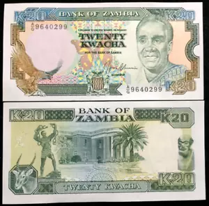 Zambia 20 Kwacha 1989-1991 P32b Banknote World Paper Money UNC Currency Bill - Picture 1 of 1