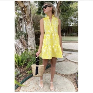 Amanda Uprichard Saffron Dress Portofino Brocade Ruffle Tiered Babydoll Peasant - Picture 1 of 12