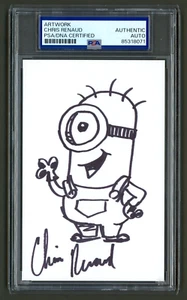 Chris Renaud Signed Sketch (PSA) Despicable Me Artwork Stuart Minion Drawing - Picture 1 of 2