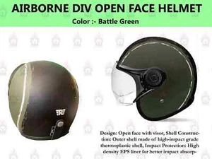 Royal Enfield Battle Green "Airborne Div Open Face Helmet With Visor" - Picture 1 of 5