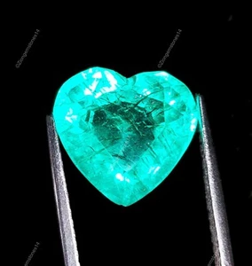 Authentic Certified Emerald Loose Gemstone Heart Faceted From Colombia 8-10 Cts - Picture 1 of 16