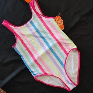 GIRLS SIZE 14 16 ** 1 PIECE STRIPED, EXTRA LINING, SWIM SUIT CLOTHING - NEW - Picture 1 of 3