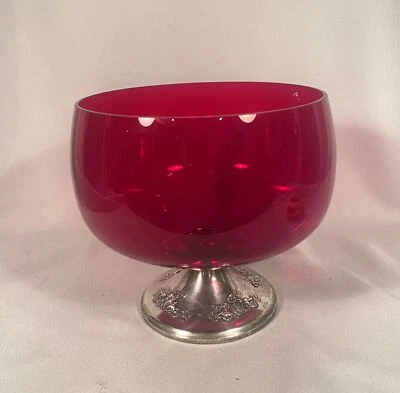 Jarrón vintage de cristal rojo rubí esterlina Gorham Foto 1 de 4