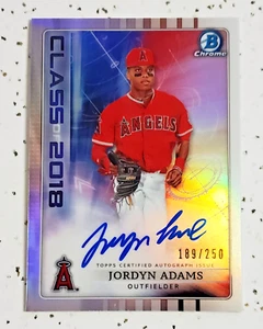 2018 Bowman Draft Baseball Classe de 2018 Jordyn Adams Autographe Réfracteur /250 - Photo 1 sur 2