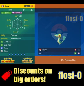 6IV Shiny Snivy Pokemon Scarlet and Violet - Picture 1 of 1