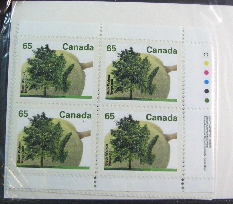 Canada Inscription  Block Stamp Scott# 1367 Black Walnut (note)1991-98 MNH L530 - Image 1 of 1