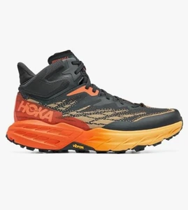 Hoka Speedgoat 5 Mid GTX Gore-Tex WATERPROOF Hiking Boots Black / Orange Yellow - Picture 1 of 9