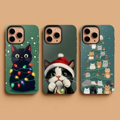 Funda de teléfono para gato de Navidad, linda funda para teléfono para gatito de vacaciones 2025 Foto 1 de 4