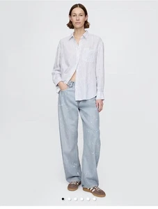 Jean GAP Barrel tiro alto para mujer talla 18 34 lavado claro salpicado, nuevo con etiquetas - Imagen 1 de 12