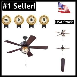 Sophisticated 52-Inch Indoor/Outdoor Matte Bronze Ceiling Fan with Touch Control - Picture 1 of 7