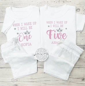 When I Wake Up I’ll Be Pijama Cumpleaños Infantil Pantalones Cortos Personalizados Edad 1-6 - Imagen 1 de 1