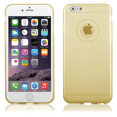 Custodia TPU Trasparente Trendy Brillantinata Oro Apple iPhone 6 Plus 5,5" - Immagine 1 di 3