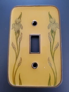 Brass & Enamel Light Switch Cover Iris Design The Bucklers Inc Fifth Ave NY VTG - Picture 1 of 4