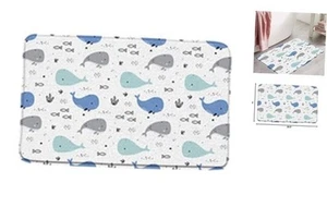Cartoon Whale Bath Mat Cute Sea Animal 17.8x29.5Inch(45x75cm) Blue Gray - Picture 1 of 4