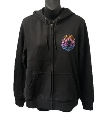 Harley Davidson Women's Willie G Ombre Zip Up Hooded Sweatshirt Black 3002762 - Image 1 of 3