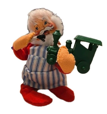 Muñeca Annalee Vintage Papá Noel Pintura Tren Verde Coleccionable Navidad 1963 Foto 1 de 4