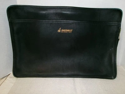 VINTAGE COACH PORTFOLIO  CASE  BLACK LEATHER USA  DASSAULT JET ADVERTISING #5225 - Image 1 of 4