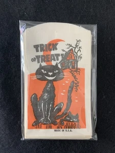 Vintage Halloween Papier Trick or Treat Handzettel Taschen SCHWARZE KATZE Hergestellt in den USA 12er-Set - Bild 1 von 3