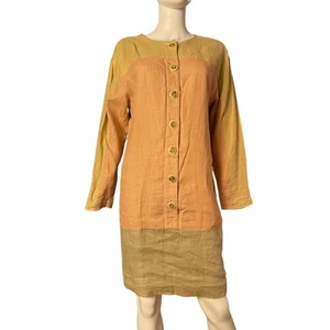 Vintage Carol Little 100% Linen 3/4 Sleeve Shift Dress Size US 4 S - Picture 1 of 6