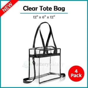 4Pcs Stadium Approved Clear PVC Tote Bags With Handle for Beach Concert 12x6x12" - Picture 1 of 10