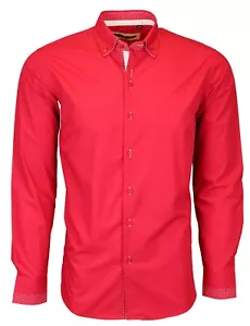 CAMISA INFORMAL INTELIGENTE DE DOBLE CUELLO PARA HOMBRE CON PUNTOS LUNARES CONTRASTE COLORES COINCIDEN M-162 - Imagen 1 de 3