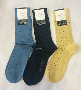 3 pairs HOM NOS vintage mens SOCKS ITALY cotton mercerized blue & yellow 11 - Picture 1 of 13