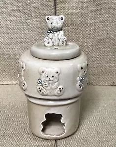 De colección Beige Cerámica Oso de Peluche Cera Calentador Candelabro Cottage Core Kitsch - Imagen 1 de 10
