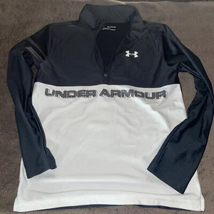 UNDER ARMOUR Youth XL Black and White ¼ Zip Pullover Heat Gear - Picture 1 of 4