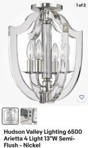 Hudson Valley Lighting 6500 Arietta 4 Light 13"W Semi-Flush - Nickel - Picture 1 of 2