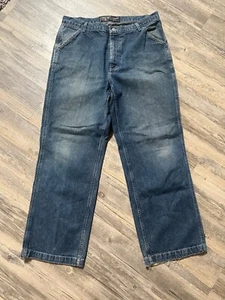 Vtg Structure Wide Leg Worker Jeans Men’s 34x30 Mineral Wash Blue Denim Y2K - Picture 1 of 1