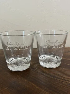 2 Crown Royal Black Italy Embossed Round Base Rocks Glasses Bar Decor Tumblers - Picture 1 of 5