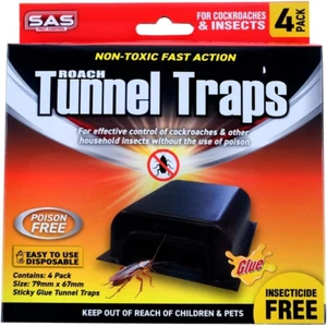 SAS Pest Control Cockroach Glue Trap, Black/Clear, 6.7 X 7.9 Cm (Pack of 4) - Picture 1 of 12