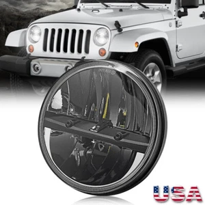 Faro LED redondo negro 7 pulgadas bombilla de haz alto para Jeep Wrangler JK TJ LJ CJ - Imagen 1 de 16