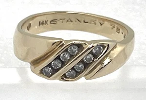 Diamond Band 14K Yellow Gold Graduated Band 8mm to 4mm - Picture 1 of 4