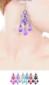 Teardrop Stone Chandelier Dangle Earrings -E023 - Picture 1 of 1