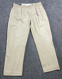 Polo Ralph Lauren Men's Ethan Pants 100% Cotton Pleated Beige Chino 36x30 - Picture 1 of 17