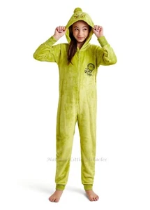 The Grinch Girl One Piece Pajama Union Suit Size 10 12 14 Plus Justice Christmas - Picture 1 of 5