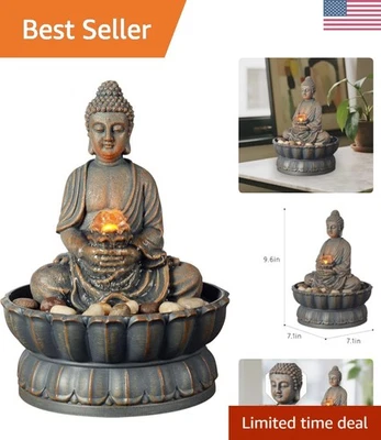 桌面喷泉佛水喷泉禅装饰反光照明办公室... — 第 1/4 张图片