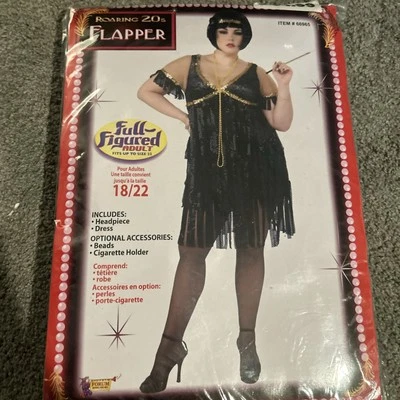 Flapper Roaring 20's Speakeasy Fancy Dress Halloween Plus Size Adult Costume - Image 1 of 2