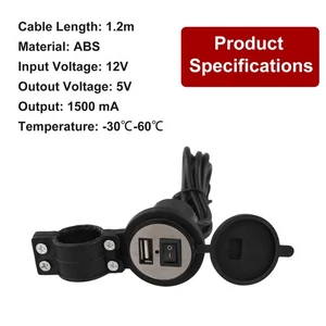 Chargeur USB 12V polyvalent pour moto parfait pour t??l??phones tablettes et plu - Photo 1/20