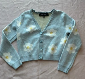 Chloe & Jasmine Girls Blue Daisy Cardigan 100 % Cotton Size 5 - Picture 1 of 3
