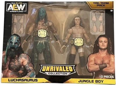 AEW Luchasaurus Juego de Equipo de Etiqueta Exclusivo de Amazon Jungle Boy & Luchasaurus Exclusivo de Luchasaurus Foto 1 de 4
