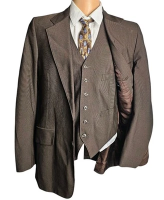 Traje de Ocio Browning King & Co 3 Piezas Años 70 De Colección Marrón 2 Botones Hombres 40R 36x32  Foto 1 de 4