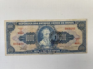 Republica Dos Estados Unidos Do Brasile 1 Cruzeiro Novo 1000 Cruzeiros buono - Foto 1 di 10