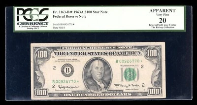DBR 1963-A $100 FRN New York STAR Fr. 2163-B* PCGS App VF-20 Serial B00926770* - Image 1 of 2