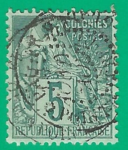 Estampilla usada de la colonia del franco 1881 Michel # 48 - Imagen 1 de 1